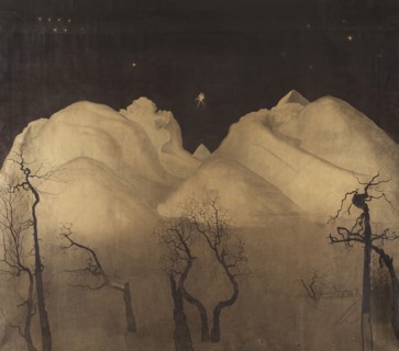 Winter Night in the Mountains. Study, from 1901 until 1902. Creator: Harald Sohlberg.