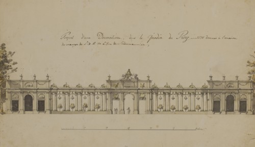 View of the orangery in the Kungstradgarden, decorated on the occasion of Duke Karl's...in 1774. Creator: Jean Eric Rehn.
