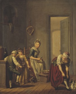 Women in a Kitchen, late 18th century. Creator: Per Hillestrom.