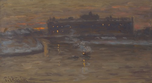 Winter Night by the Stockholm Strom, c1900s. Creator: Per Ekstrom.