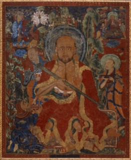 Arhat Chudapanthaka (?) with Attendants, c14th century. Creator: Anon.