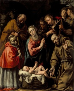 Adoration of the Shepherds with Saints Francis and Carlo Borromeo, c1628. Creator: Tanzio da Varallo.