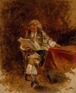 Study of a Seated Cavalier Reading, c1870. Creator: Jean Louis Ernest Meissonier.
