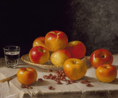 Still Life, Apples and Chestnuts, 1859. Creator: John F. Francis.