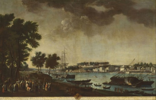 View of the Town and Port of Bayonne from the Pathways of Boufflers..., 1771. Creator: Juan Patricio Morlete Ruiz.