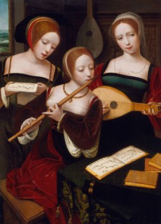 Three musicians / Three ladies playing music, c1530. Creator: Master of the Female Half-Lengths.