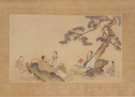 Scholars Enjoying Tea (image 1 of 2), 19th century. Creator: Nakabayashi Chikkei.