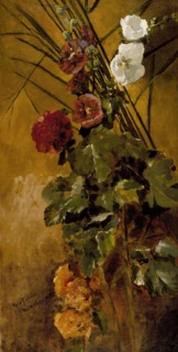 Hollyhocks, 1876. Creator: Ross Turner.