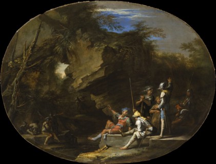 Landscape with Armed Men, c1640. Creator: Salvator Rosa.