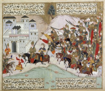 The Army of Shah Ramin Attacking the Iron Fortress..., 1593-1594/1002 A.H.. Creator: Unknown.