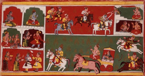 Scenes From Krishna's Life, Folio from a Bhagavata Purana (Ancient Stories of the Lord), c1700. Creator: Unknown.