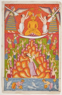 Lustration of a Jina Rishabhanatha (Adinatha), Folio from a Bhaktamara..., between c1800 and c1825. Creator: Unknown.