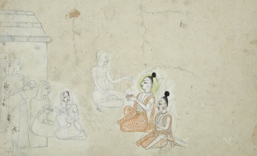 Rama, Lakshmana, and Sita at a Hermitage, c1800. Creator: Unknown.