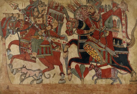 Abhimanyu Hunting, Scene from the Story of the Marriage of Abhimanyu and Vatsala..., c1850. Creator: Unknown.
