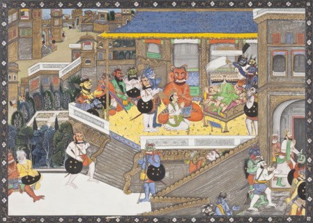 Lakshmana at Ravana's Court, Folio from a Ramayana (Adventures of Rama) (image 1 of 6), c1850. Creator: Unknown.