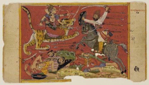 The Goddess in Battle (recto); The Goddess with Her Vanquished Foes (verso)..., c1700. Creator: Unknown.