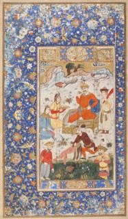 Khusraw Celebrating after Killing the Dragon, page from a manuscript of the Khamsa, 17th century. Creator: Unknown.
