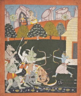 Rama Battling The Titans, Folio from a Ramayana (Adventures of Rama) (image 1 of 6), c1700. Creator: Unknown.