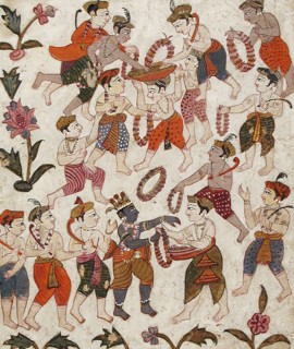 Krishna and the Cowherds Receiving Garlands in Mathura..., between c1625 and c1650. Creator: Unknown.