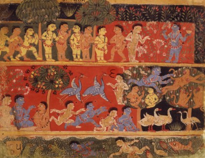 Krishna and Balarama Play with Gopas, Folio from a Bhagavata Purana..., between 1525 and 1550. Creator: Unknown.