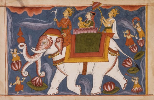 Indra Conveying Jina Rishabhanatha (Adinatha) on Airavata..., between c1800 and c1825. Creator: Unknown.