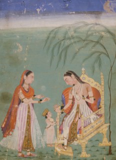Lady Receiving a Child and Her Maid, c1640. Creator: Unknown.