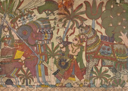 Babhruvahana Faces Arjuna's Army with Syamakarna..., c1850. Creator: Unknown.