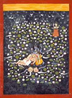 Vishnu Vanquishing the Demons Madhu and Kaitabha (recto).., c1775. Creator: Unknown.