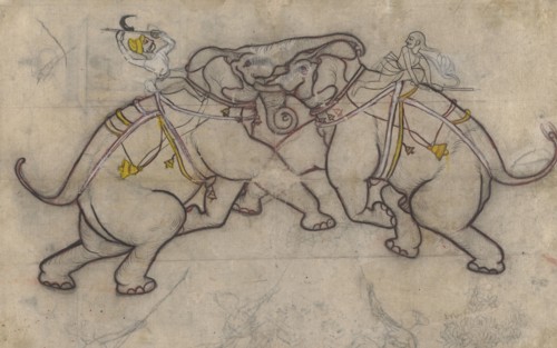 An Elephant Fight (Recto), between c1800 and c1825. Creator: Unknown.