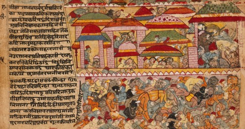 Battle Scene in a City, Folio from a Ramayana (Adventures of Rama), between c1600 and c1625. Creator: Unknown.