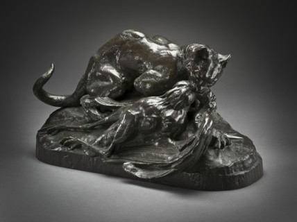 Ocelot Carrying Off a Heron (image 1 of 2), c.1850. Creator: Antoine-Louis Barye.