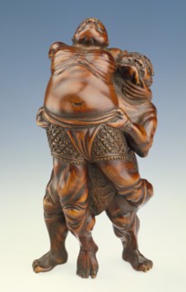 Temple Guardian and Demon Wrestling (image 2 of 2), Mid-19th century. Creator: Miwa School.