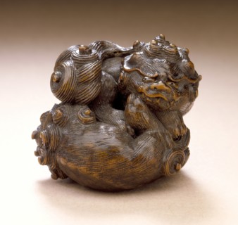 Pair of Chinese Lions, early 19th century. Creator: Tamba School.