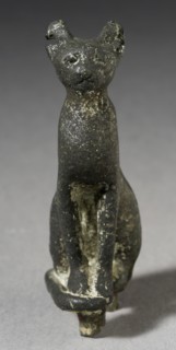 Upright Seated Cat Figurine, Late Period-Ptolemaic Period (711-30 BCE). Creator: Unknown.