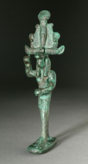 Figurine of a Cobra Headed Deity Spearing an Enemy, Probably Ptolemaic Period (332-30 BCE). Creator: Unknown.