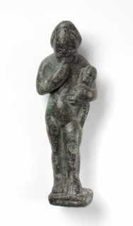Figurine of a Standing Naked Man Holding a Baby, Ptolemaic Period-early Roman Period 200 BCE-100 C). Creator: Unknown.