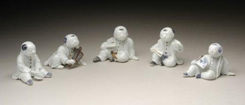 Group of Five Chinese Boy Okimono, 19th century. Creator: Unknown.