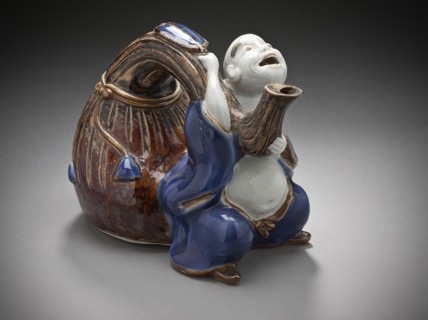 Sake Vessel in the Form of Hotei with his Bag, 19th century. Creator: Unknown.