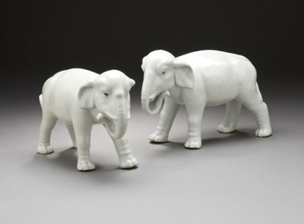 Pair of Okimono in the Form of Walking Elephants, 19th century. Creator: Unknown.