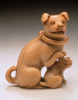 Dog with Loose Collar and Puppy, early 19th century. Creator: Unknown.