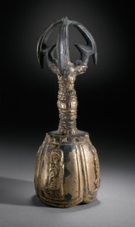 Bell with Four Deva Kings (Sach'onwang) and Handle in the Form of a Vajra (Kumgang), the Buddhist... Creator: Unknown.