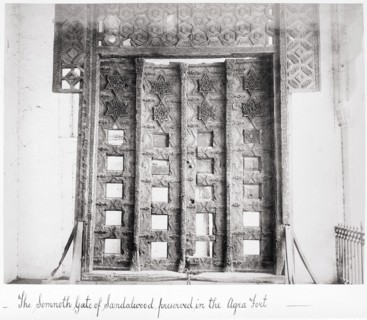 The Somnoth Gate of Sandalwood, Preserved in the Agra, Late 1860s. Creator: Samuel Bourne.
