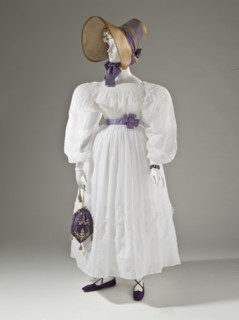 Woman's dress, Europe, white cotton plain weave (muslin) with cutwork and cotton embroidery, c.1830. Creator: Unknown.