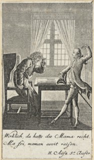 Plate 5 for C. L. Bretzner's 'The Marriage Broker', 1784. Creator: Daniel Nikolaus Chodowiecki.