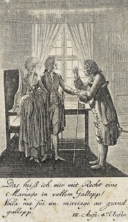 Plate 7 for C. L. Bretzner's 'The Marriage Broker', 1784. Creator: Daniel Nikolaus Chodowiecki.