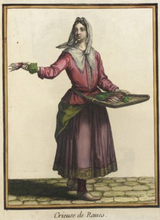 Recueil des modes de la cour de France, 'Crieuse de Raues', Bound 1703-1704. Creator: Henri Bonnart.