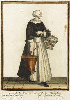 Recueil des modes de la cour de France, 'Fille de la Charité Seruant les Malades', Bound 1703-1704. Creator: Henri Bonnart.