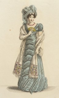 Fashion Plate (Parisian Evening Dress), 1821. Creator: John Bell.