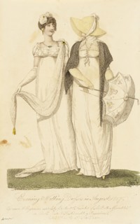 Fashion Plate (Evening & Walking Dresses in August 1807), 1807. Creator: John Bell.