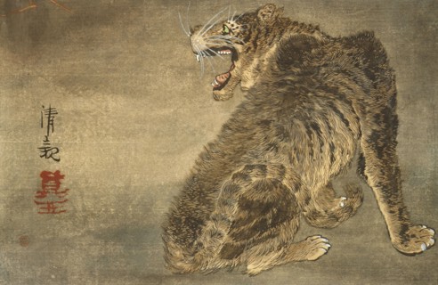 Tiger and Lightning, Late 19th century. Creator: Kobayashi Kiyochika.